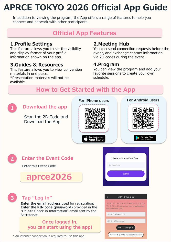 APRCE TOKYO 2026 Official App Guide